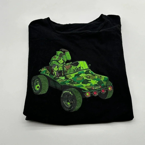 Gildan Shirt Mens 2XL Black Short Sleeve The Gorillaz Graphic Art Geep Camo - Picture 1 of 6